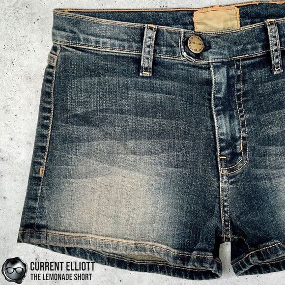 CURRENT ELLIOTT LEMONADE JEAN SHORTS SUN-FADED DENIM MINI SHORTS SIZE 24 / 0 NEW - Picture 2 of 13
